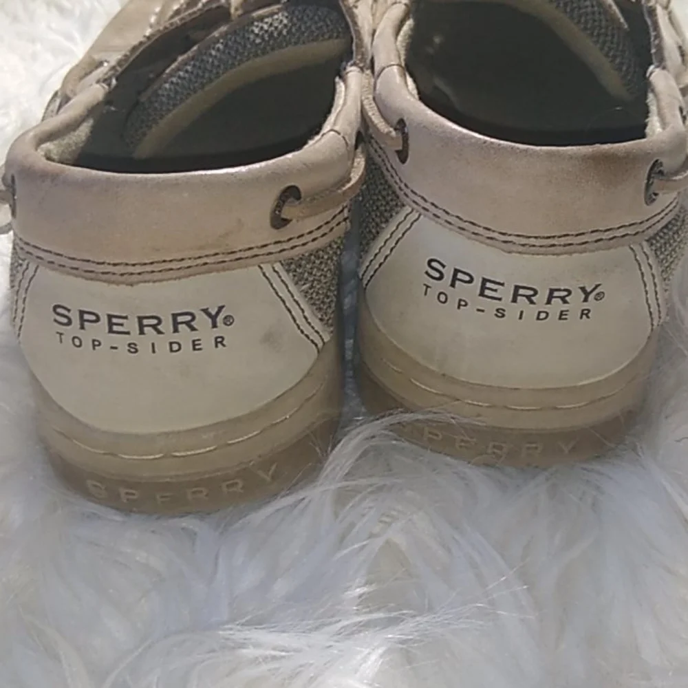 Sperry Top-Sider Boat Shoes Girls Size 5M Beige Nubuck Lace-Up Casual Deck Shoes